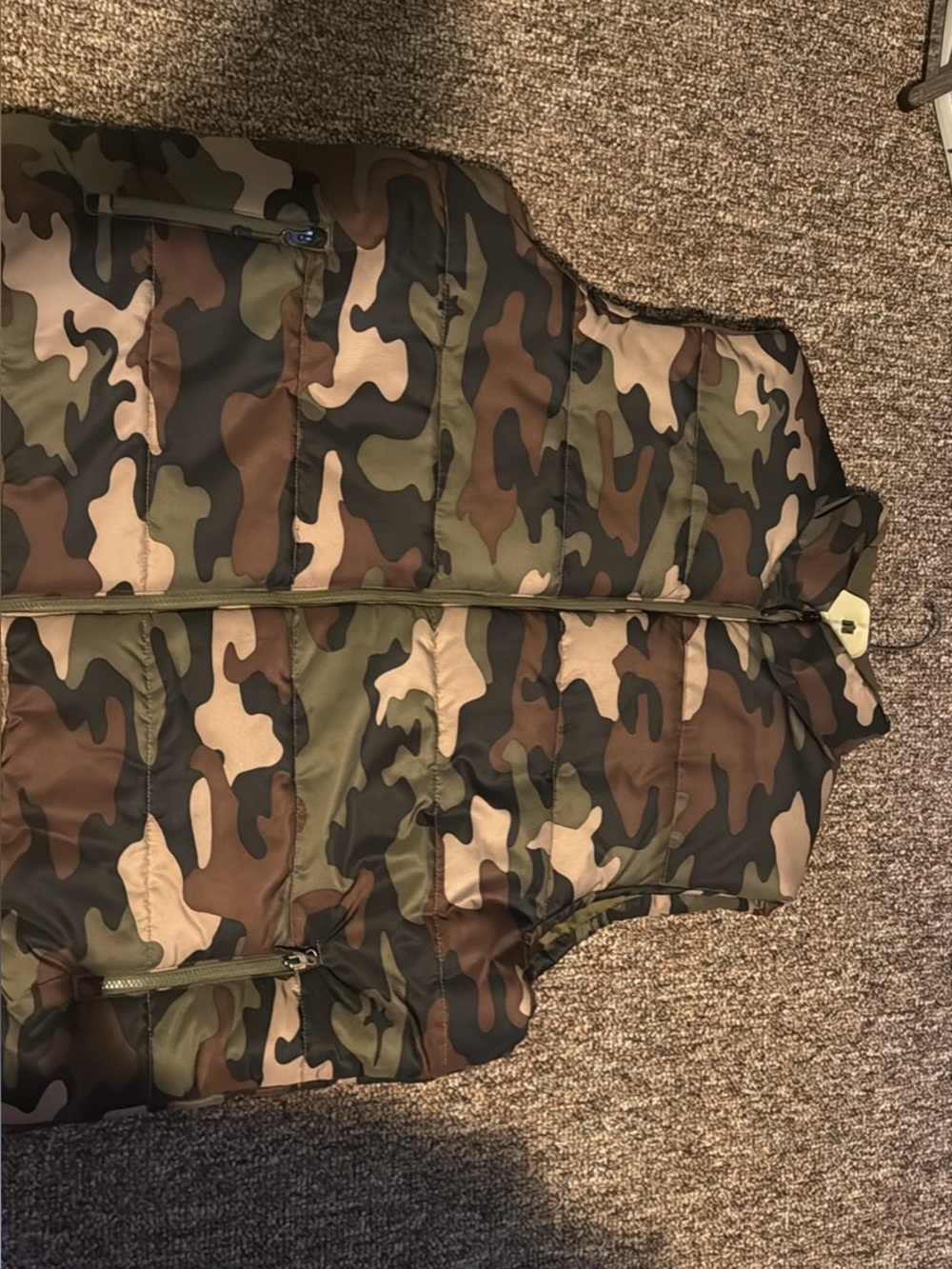 Outdoor Life Men's Camouflage Puffer Vest in Green, Brown, Tan